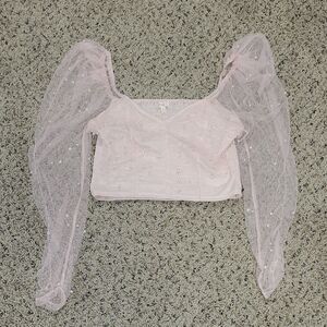 Elegant Pink Sheer Sleeve Top